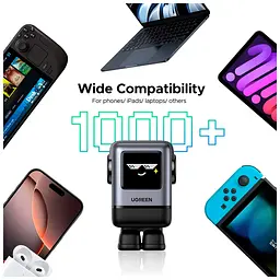 Зарядний пристрій Ugreen 1xUSB + 3xUSB-C GaN 100W Robot X688 gray (45515B) - мініатюра 8