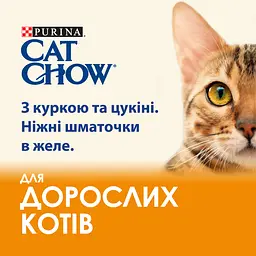 Уцінка. Вологий корм для дорослих котів Purina Cat Chow Adult з куркою та цукіні 85 г х 10 шт.  - мініатюра 4