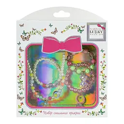 Набір перлинних бусин з підвіскою Jelly Bear кільцем і 3 браслетами Lukky Fashion (T24623)