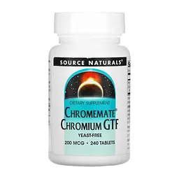 Хром 200 мкг Source Naturals (ChromeMate® Chromium GTF, Yeast Free) - 240 таблеток
