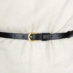 Ремінь шкіряний жіночий вузький чорний HC-1562 (115 см) - мініатюра 6
