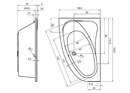 Ванна акрилова Rho Lyra 153x100 права BA6700500000000 - мініатюра 3