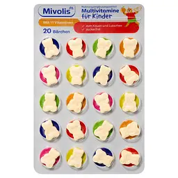 Жувальні мультивітаміни для дітей від 4 до 7 років Mivolis Multivitamine Kinder, 20 шт