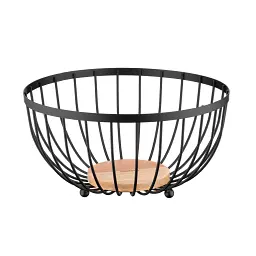 Фруктовниця ARDESTO Midori 25х25х13см, метал, дерево, чорний (AR0904B)