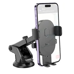 Автотримач Hoco H19 Mighty one-button (center console) Black - мініатюра 2