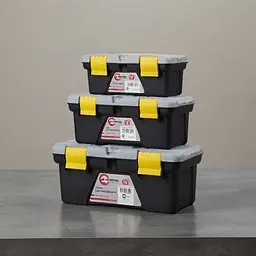 Комплект ящиків для інструментів 3 шт INTERTOOL BX-0303 (ВХ-0310 10"/ВХ-0312 12"/ВХ-0314 14") набір скрині для майстра для біт насадок та інших інструментів 3 контейнери Чорний з сірим жовтим - мініатюра 11