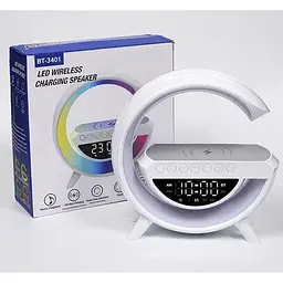 Світильник з бездротовою зарядкою для телефону BT-3401 Bluetooth FM RGB Білий - мініатюра 5