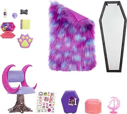 Ігровий набір для спальні Monster High Моторошна кімната Clawdeen Wolf, 13 предметів (HHK64) - мініатюра 2