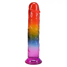 Ділдо Doc Johnson Crystal Jellies 8.5 Inch Classic Dong Rainbow, 21.6 см - мініатюра 2