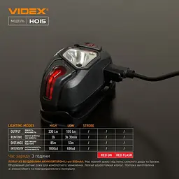 Налобний світлодіодний ліхтарик Videx 330Lm 5000K (VLF-H015) - мініатюра 7