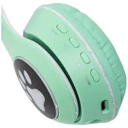 Дитячі навушники Cat MZ-023 Bluetooth RGB підсвічування FM microSD з котячими вушками зелений - мініатюра 5