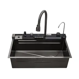 Кухонна мийка Kroner KRP Schwarze - SET7546ARTHM PVD (3.0/0.8 мм) CV033375, Чорний - мініатюра 7
