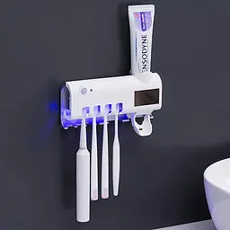 Стерилізатор тримач для зубних щіток на 4 секції з дозатором Multi-function Toothbrush Sterilizer UV, Yu Xin Білий 85810 - мініатюра 2