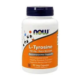 Амінокислота Now Foods L-Тирозин, L-Tyrosine, 750 мг, 90 вегетаріанських капсул (NOW-00165)
