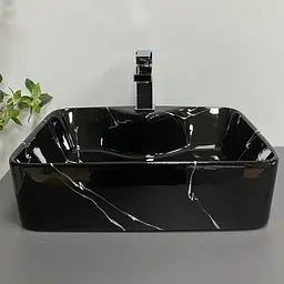 Умивальник VBI Forli black marmo glossy накладний VBI-011107, Чорний - мініатюра 4