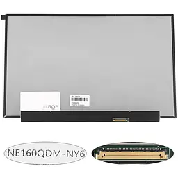 Матриця 16.0" NE160QDM-NY6 (2560*1600 40pin(eDP IPS 120Hz) LED SLIM(без планок та вушок) матова роз'єм праворуч внизу) для