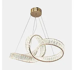 Золота дизайнерська кришталева LED люстра Artlight 549-800GD довжиною 80 см, 113W, 3 режими та пульт. - мініатюра 6