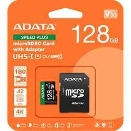 Карта пам'яті ADATA 128GB microSD class 10 UHS-I U3 V30 A2 Speed Plus (UD128GUI3V30A2SP-RA1) - мініатюра 3