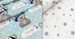 Пелюшки дитячі багаторазові Cosas Star Bear Boy 2 шт 80х100 см (Бязь_МишкаBOYГол_Звездопад) - мініатюра 5