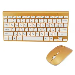Бездротова російська клавіатура mini та миша keyboard 908 + приймач Золота