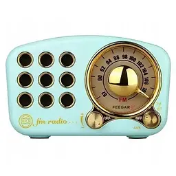Портативний акумуляторний Bluetooth мінірадіолет Feegar Retro Blue 5W ретро FM радіо