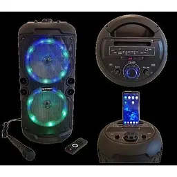 Автономна акустична система XPRO QS-A282 валіза 30Вт USB SD FM радіо Bluetooth 1 мікрофон ДУ чорна (QS-A282) - мініатюра 3