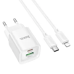 Сітчастий зарядний пристрій HOCO C147A Charm PD20W+QC3.0 charger set (C to iP)(EU) білий - мініатюра 3
