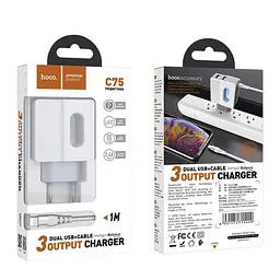 Зарядний адаптер Hoco C75 Imperious DC5V 2.4 A EU штекер подвійний USB вихід - мініатюра 9