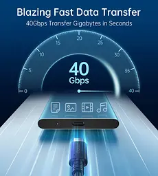 Кабель USB 4.0 Thunderbolt Type-C M-M, 0,8 м, Gen 3 100W 40Gbps 8K@60Hz Choetech - мініатюра 5
