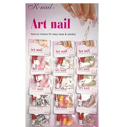 Нігті накладні кольорові з малюнком та камінчиками Art Nail 14315 упаковка 12 шт., 04