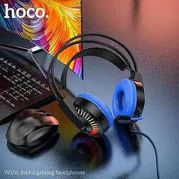 Навушники Hoco LED Joyful Gaming Headphones W105 чорно-сині - мініатюра 6