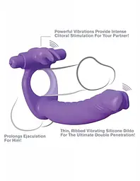 Насадка для подвійного проникнення Pipedream Silicone Double Pene Rabbit, 10х2.8 см (фіолетовий) - мініатюра 5