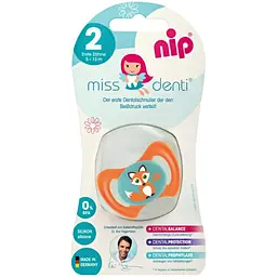 Пустушка Nip Miss Denti №2 Лис, силіконова, 5-13 міс., помаранчевий (31801) - мініатюра 3