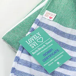 Рушник пештемаль Lovely Svi бавовняний, пляжний, хамам, spa - XХL 100x180 см Green/Blue Stripes (6032025) - мініатюра 5