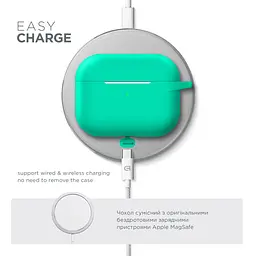 Силіконовий чохол для навушників Apple AirPods Pro, Hang Case, зелений, ультратонкий захисний кейс товщиною 2 мм, захист від подряпин, пилу та ударів, компактний, з карабіном для кріплення, ArmorStandart (ARM56102) - мініатюра 7