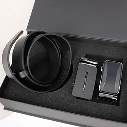 Подарунковий чоловічий набір Handycover 2512 (ремінь з 2 пряжками) чорний в коробці - мініатюра 3