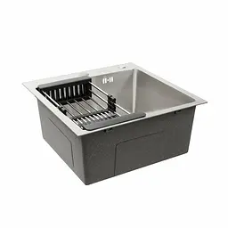 Кухонна мийка Platinum Handmade 50x50 нержавійка (сифон круглий 3.0/0.8) - мініатюра 7