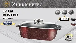 Гусятниця Zurrichberg ZBP-7102 з мармуровим покриттям з кришкою 32 см 5.6 л Бордо - мініатюра 5