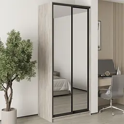 Шафа-купе дводверна MebelStar Стандарт BG 2 Дзеркала 100x60x240 см Аляска сірий (MBS-10354)
