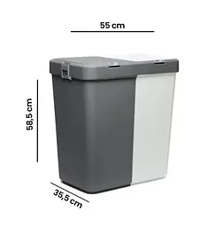Кошик для білизни Motek подвійний білий/антрацит 40+40 л (MT-09) - мініатюра 4