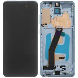 Дисплей Samsung G980 Galaxy S20/G981 чорний, TFT, з рамкою блакитного кольору, Cloud Blue
