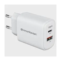 Зарядний пристрій Armorstandart 1xUSB-C + 1xUSB 25W GaN white (ARM89532) - мініатюра 3