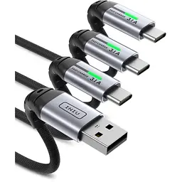 Кабель INIU USB C, [3 одиниці 3.1A] QC3.0 швидке заряджання USB типу C, плетений нейлон (1,6+6,6+6,6 футів)