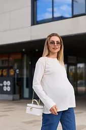 Лонгслів для вагітних та годуючих жінок універсальний для майбутніх мам Calgary 4XL-5XL (54-56) Lullababe молочний - мініатюра 2