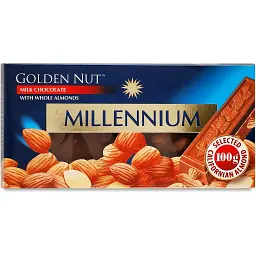 Шоколад Millennium Gold молочний з мигдалем 100 г