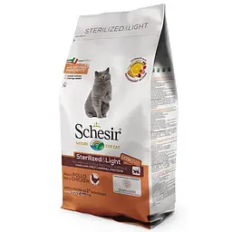 Сухий корм Schesir Cat Sterilized & Light 10 кг шезір лайт монопротеїновий курка для стерилізованих кішок