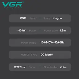 Фен складаний VGR V-432 3 рівні обдування, низький рівень шуму, 1000 Вт Зелений - мініатюра 3