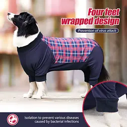 Комбінезон/попона для собак DoubleWin Recovery Suit Plaid Red - мініатюра 5