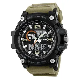 Чоловічий наручний годинник 012BKKH Ваше лого Чорні з хакі + Коробка Patriot acs0031013 - мініатюра 2