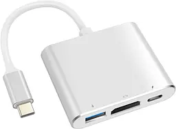 USB Type-C хаб 3в1 з HDMI 4K 60Hz, USB 3.0 та підтримкою зарядки 100W